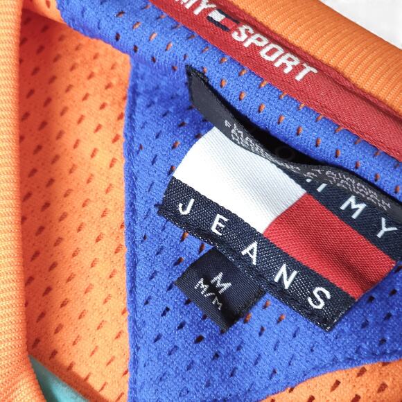 Vintage Tommy Jeans Tommy Sport Orange Blue T-Shirt Jersey 85 Adult M - Picture 5 of 9